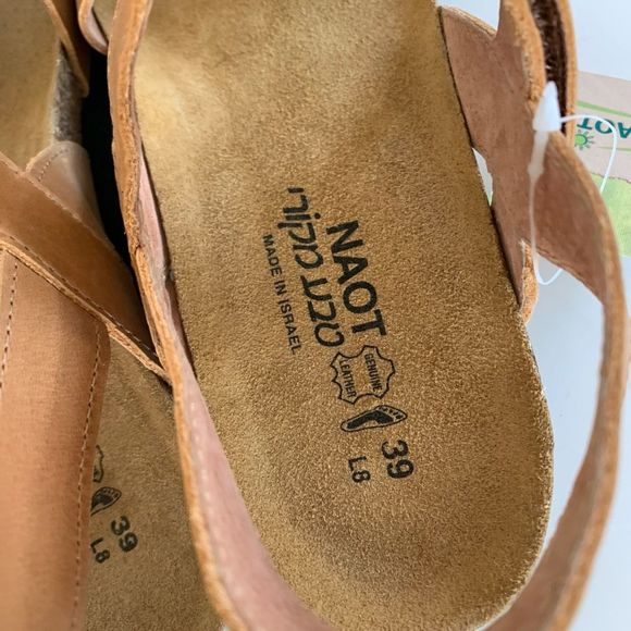 NAOT Kayla genuine leather beige gladiator sandals flats wedges sz 39 8 womens - Picture 5 of 6